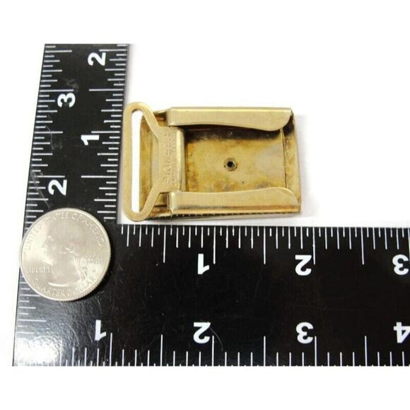 "B" Initial Signed Pioneer Vintage Belt Buckle Gold Tone MOP Small 1"x2" - Picture 5 of 10